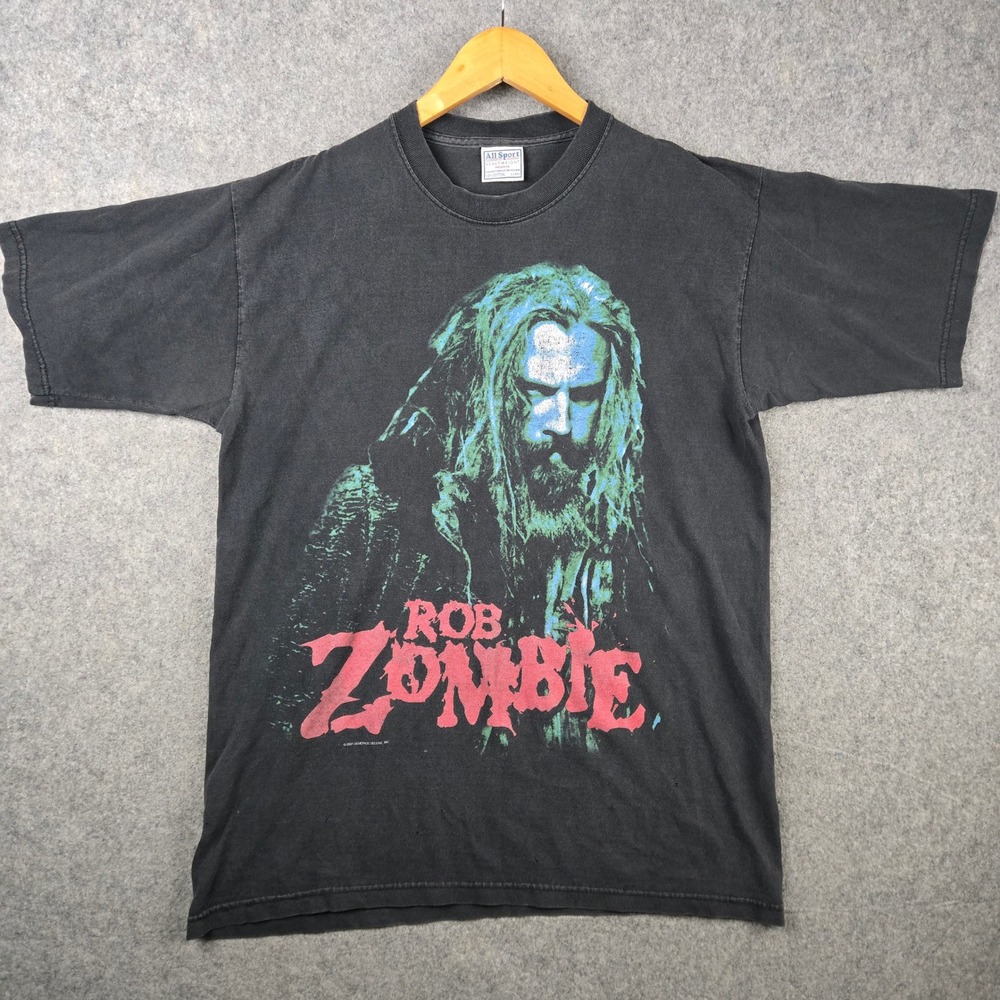 Vtg Rob Zombie Shirt Mens L Black The Sinister Urge 2001 Tour Band Concert Tee